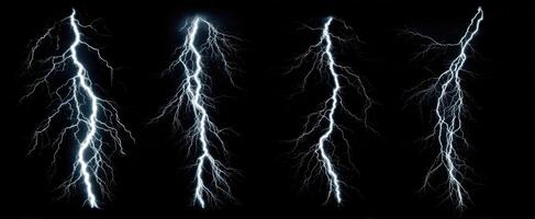 The Stunning Display of Four Lightning Strikes in a Dark Sky photo
