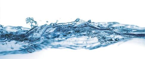 The shimmering water wave captured in stunning detail over a white background. photo