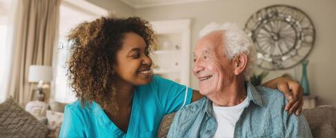 The Caring Interaction Between a Nurse and an Elderly Man at Home photo