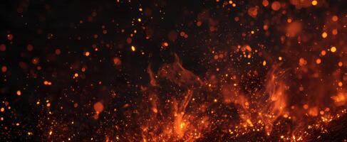 The mesmerizing dance of flames and sparks against a dark backdrop. photo