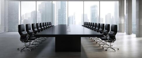 The modern conference room designed for impactful business meetings. photo