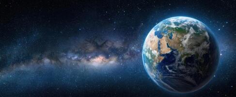 The Earth Surrounded by Stars and Cosmic Beauty in the Vast Universe photo