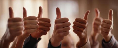 The Hands Showing Thumbs Up in a Moment of Celebration and Unity photo