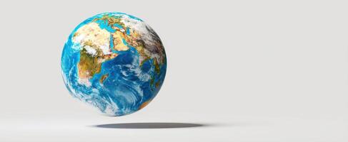 The Earth Glowing in Space with Detailed Continents and Oceans photo