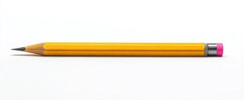 The classic yellow pencil on a white background for artistic endeavors. photo
