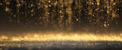 The golden glittering particles creating a magical and festive atmosphere photo
