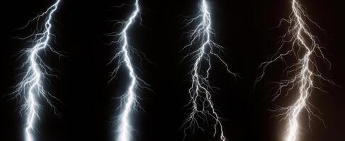The stunning display of lightning striking through dark stormy skies. photo