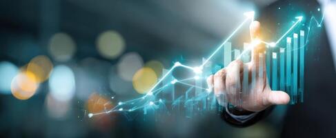 The Hand Interacting with a Digital Growth Graph in a Corporate Environment photo