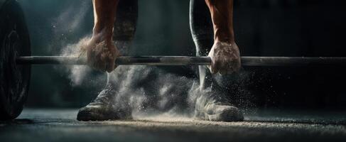 The Powerful Athlete Lifting a Barbell in a Dynamic Gym Environment photo