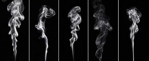 The captivating dance of smoke in various graceful forms. photo