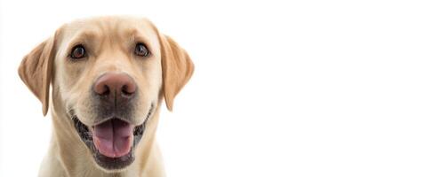 The happy Labrador dog with a joyful expression and bright eyes. photo