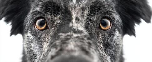 The captivating eyes of a curious dog expressing love and loyalty. photo