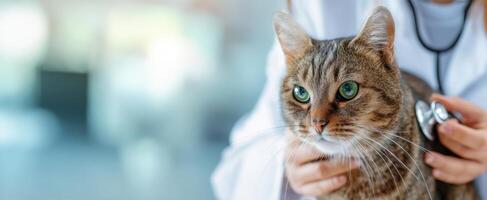 The attentive veterinarian examining a beloved cat in a modern clinic setting. photo