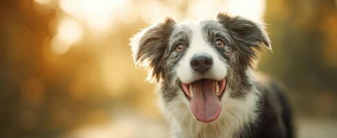 The joyful border collie enjoying a sunny day in nature photo