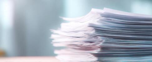 The Stack of Papers Showcasing Office Productivity and Organization photo