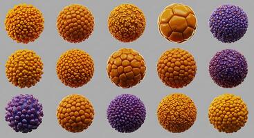 A set of different colored balls with different shapes photo