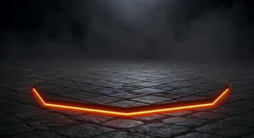 A dark background with a neon arrow photo