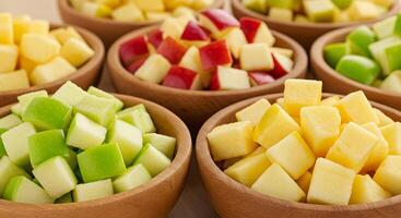 A bowl of sliced apples photo