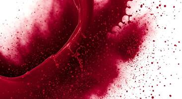 A red liquid splashing on a white background photo