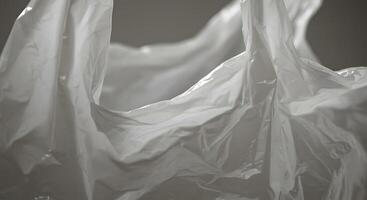 A plastic bag is shown in a gray background photo