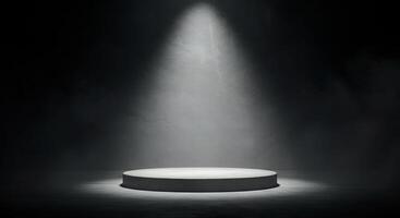 An empty podium with spotlight shining on it photo