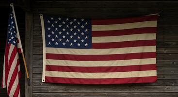 A flag hanging on a wall photo