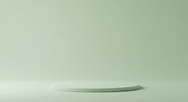 A white round table on a green background photo