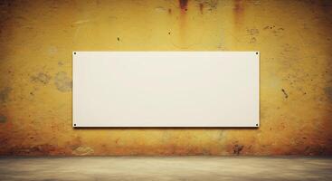 An empty white board on a wall in an empty room photo