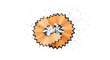 A pencil is being broken by a white background photo