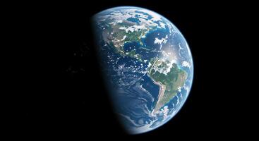 The earth is seen from space with a black background photo