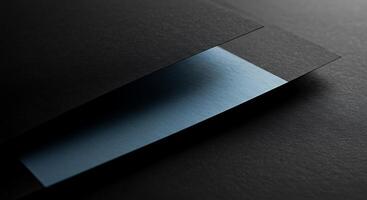 A black folder with a blue piece of paper inside photo