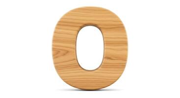 Wooden number 0 isolated on white background photo
