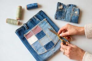 Creative Ways to Upcycle Old Jeans Denim Recycling and DIY Fashion Projects Ideas photo