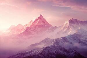 Majestic Mountains at Sunset A Breathtaking View of Nature's Beauty and Peaceful Scene photo