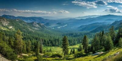 Lush Green Valley Landscape with Mountains and a Clear Sky Above Scene photo