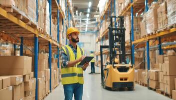 Efficient Warehouse Management Inventory Tracking and Worker Productivity Ensuring Smooth Operations with Technology photo