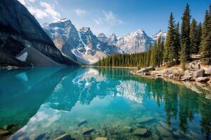 Exploring the Serene Beauty Moraine Lake A Journey Through the Canadian Rockies photo