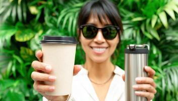 Embracing Eco-Friendly Habits Sustainable Living with Reusable Cups Protecting Our Planet for Future photo