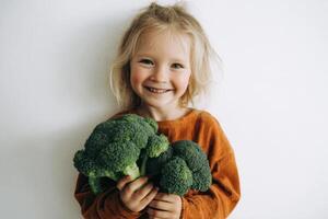 Healthy Eating Habits A Young Child's Introduction to Fresh Broccoli Vegetables photo