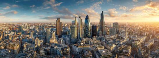 Scenic Urban Landscape of London with Skyscrapers and Dramatic Sky Above photo