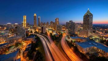 Experience the vibrant City of Atlanta at night a breathtaking skyline View photo