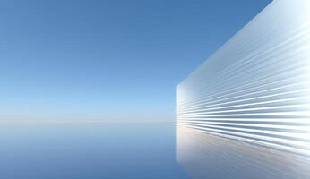 Sleek Metallic Structure Reflecting Sky Minimalist Architectural Design Under Blue Sky photo