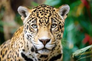 Jaguar Portrait Close Up Wild Animal Jungle Predator Mammal Carnivore Portrait photo