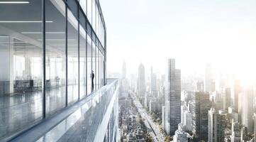 High Rise Commercial Buildings Modern Office Space Architectural Design Perspective Overview photo