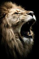 Powerful Roaring Lion The King of the Jungle Fierce Animal Predator Hunter photo