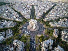 A Beautiful Aerial View of the Arc de Triomphe in Paris France photo