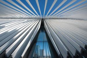 Amazing Architecture White Steel Frame Building with Glass Facade Under the Sky photo