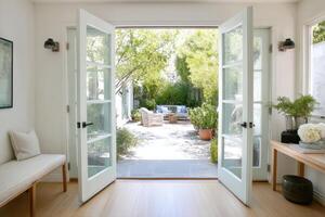 French Doors and Stylish Courtyard Oasis A Home Design Concept for You photo