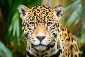 Magnificent Jaguar Portrait Close Up Gaze Into Its Soul Stunning Jungle Cat photo