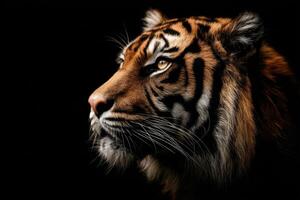 Majestic Tiger Portrait A Study In Stripes And Shadow With Warm Color photo